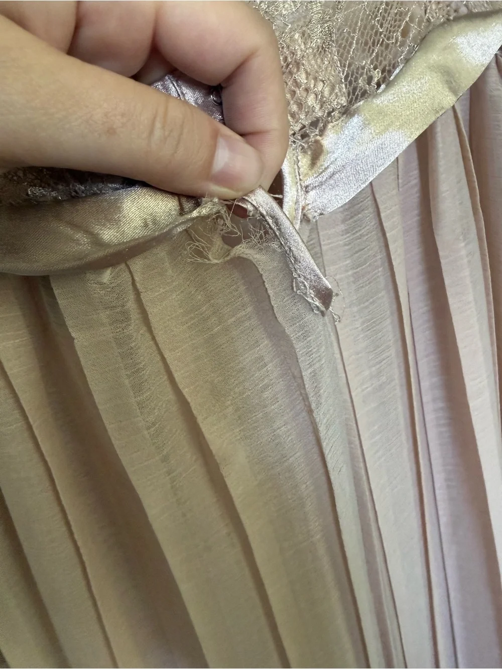 Daya Dusty Rose High-Low Chiffon Slip Dress w/Lace Trim Feminine Fairycore Sz S